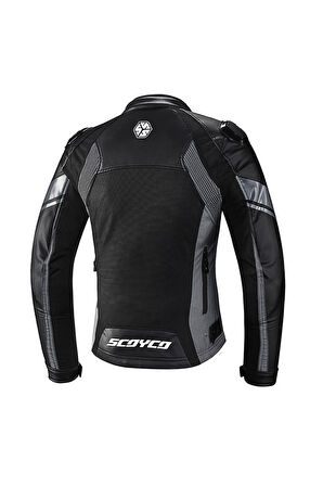 Motosiklet Kadın Montu Full Korumalı 4 Mevsim Pu Kaplamalı Deri ve Maxdura Kumaş Motor Mont Grey