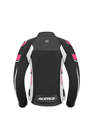 Motosiklet Kadın Montu Full Korumalı 4 Mevsim Pu Kaplamalı Deri ve Maxdura Kumaş Motor Mont Pink