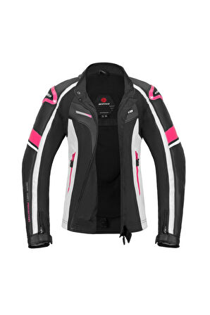 Motosiklet Kadın Montu Full Korumalı 4 Mevsim Pu Kaplamalı Deri ve Maxdura Kumaş Motor Mont Pink