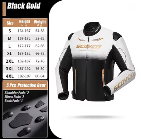 Motosiklet Montu 4 Mevsim Sport Racing Mont PU Leather Black-Gold