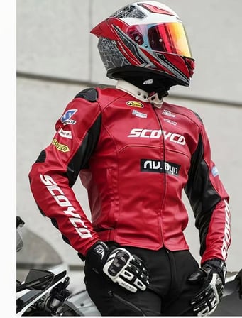 Motosiklet Montu 4 Mevsim Sport Racing Mont PU Leather Red