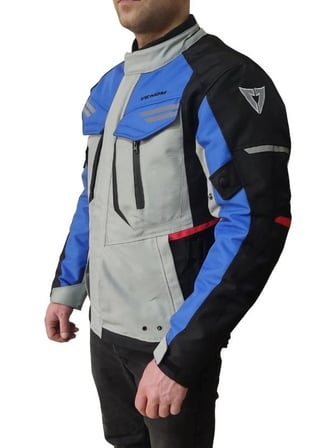 Kopenhag Motosiklet Montu Gri-Mavi Full Koruma Motorcu Montu