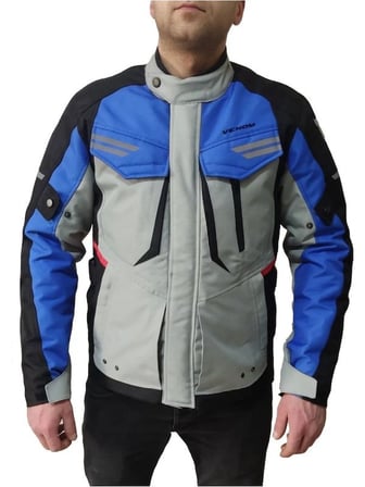 Kopenhag Motosiklet Montu Gri-Mavi Full Koruma Motorcu Montu