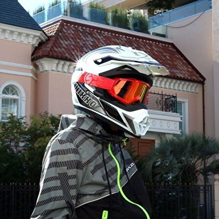 Motosiklet Cross Gözlüğü Lüx Mod Polikarbonat Lens Profesyonel Kross Gözlük Kırmızı