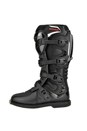 Motosiklet Off-road Motocross Botu Güçlendirilmiş Koruma Uzun Model Deri Cross Prof Bot Siyah
