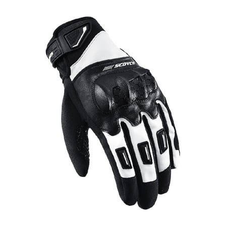 Motosiklet Kışlık Eldiven Waterproof Oxford ve Deri Kumaş Premium Motor Korumalı Eldiveni Beyaz