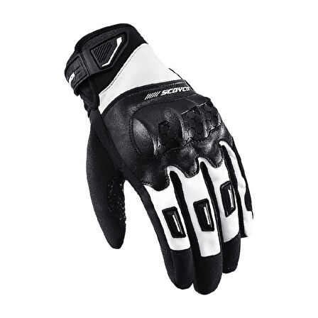 Motosiklet Kışlık Eldiven Waterproof Oxford ve Deri Kumaş Premium Motor Korumalı Eldiveni Beyaz