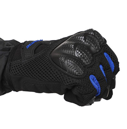 Motosiklet Yazlık Eldiven Darbe Emici Koruma Fileli Mesh Kumaş Tel Dokunmatik Motor Eldiveni Blue