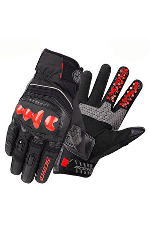 Motosiklet Eldiveni Deri Ve Cordura Reflektörlü Su Geçirmez Özel İç Mebran Dirençli Motor Eldiveni