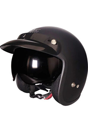 Motosiklet Chopper Cruiser Kaskı Yarım Açık Kask Abs Malzeme Ce Onaylı Güneş Vizörlü Motor Kask