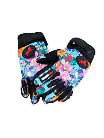 Motosiklet Çocuk Eldiveni TPR Velcro Kids Motor Eldiven Flower