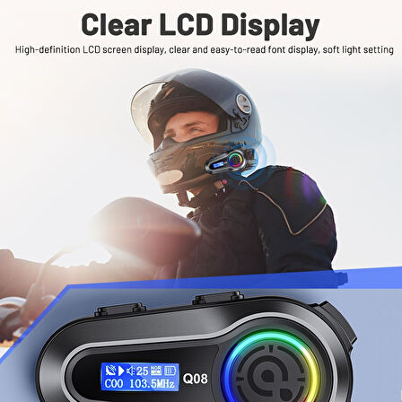 Motosiklet İntercom Üniversal Tüm Kasklara Uygun Işıklı Mod Motor 5.3 Bluetooth