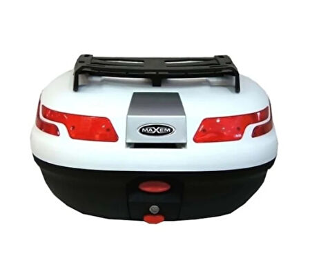 Motosiklet Arka Çanta 45 Litre Sırt Dayama ve Üst Tabla Full Set Beyaz