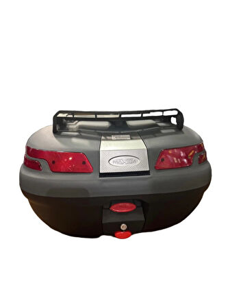 Motosiklet Arka Çanta 45 Litre Sırt Dayama ve Üst Tabla Full Set Gri