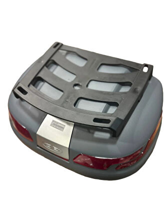 Motosiklet Arka Çanta 45 Litre Sırt Dayama ve Üst Tabla Full Set Gri