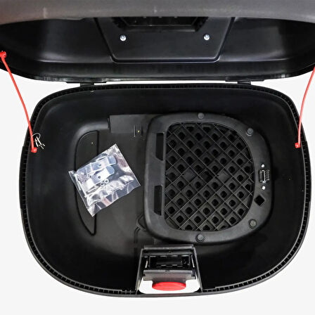 Motosiklet Arka Çanta 45 Litre Sırt Dayama ve Üst Tabla Full Set Gri