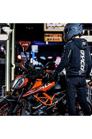 Motosiklet ve Bisiklet Korumalı Jacket Yağmurluk Polyester Stopwater Sertifika Korumalı Mont Black