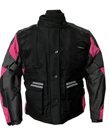 Motosiklet Montu Kadın Tourex 4 Mevsim CE Sertifikalı Long Touring Layd Motorcu Mont Siyah-Pembe