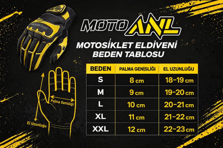 Motosiklet Eldiveni Deri Siyah Full Korumalı Motorcu Eldiveni