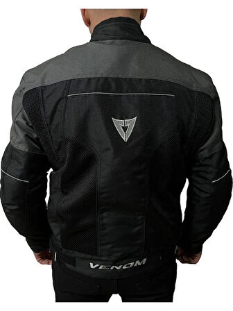 Motosiklet Montu Erkek Siyah-Gri Dynamic V2 Mont 4 Mevsim Motorcu Mont 