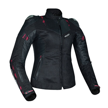 Motosiklet Kadın Montu Full Korumalı 4 Mevsim Deri ve Maxdura Kumaş Mont Black