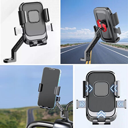 Motosiklet,Bisiklet ,Scooter Uyumlu Ayna Bağlantılı Telefon Tutucu