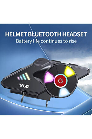 Motosiklet İntercom Kask Kulaklık Tüm Kasklara Uygun RGB Işıklı Mod Motor İnterkom Bluetooth 5.3