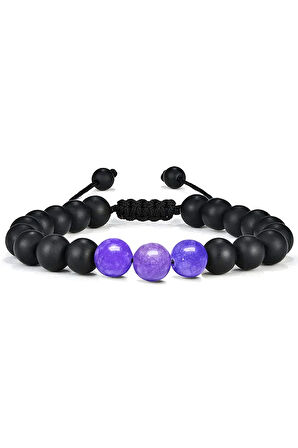 Sertifikalı Doğal Mavi Kuvars Oniks Taşı Doğal Taş Bileklik Seti