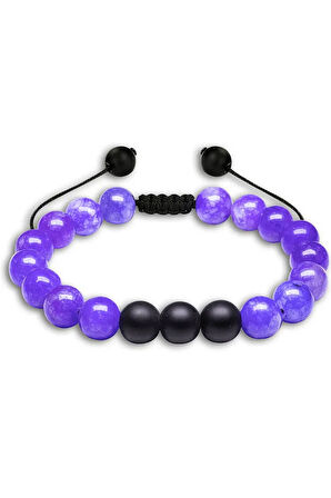 Sertifikalı Doğal Mavi Kuvars Oniks Taşı Doğal Taş Bileklik Seti