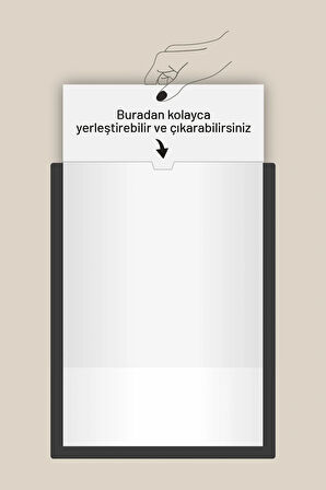 A4 Antrasit Belge Sertifika Çerçevesi Kendinden Yapışkanlı Kolay Değiştirilebilir Föylük