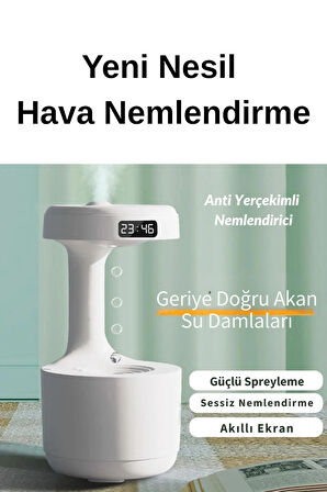 Wearfitpro Yeni Nesil 600 ML Led Ekran Göstergeli Anti Yer Çekimli Su Damlası Ultrasonik Hava Nemlendirici