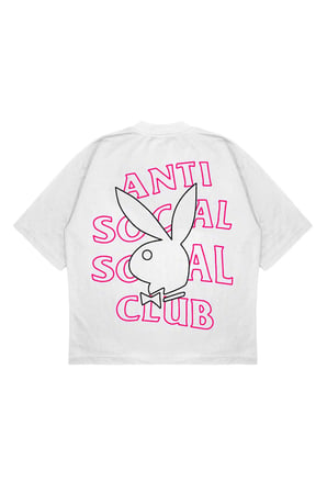 Unisex Oversize ANTİ SOCİAL NEON PLAY Baskılı T-shirt