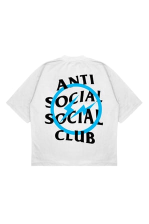 Unisex Oversize ANTİ SOCİAL BLUE Baskılı T-shirt