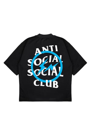 Unisex Oversize ANTİ SOCİAL BLUE Baskılı T-shirt