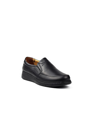 Erkek Siyah Hakiki Deri Ayakkabı, Ortopedik Taban Loafer Ayakkabı Yumuşak Mevsimlik Kışlık Günlük Casual Ayakkabı