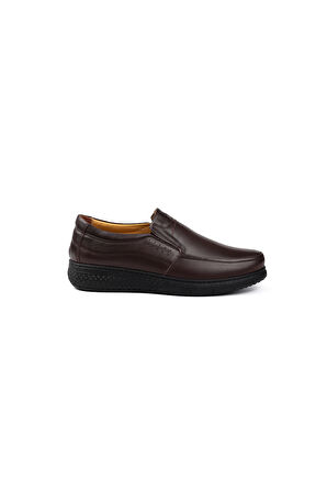 Erkek Kahve Hakiki Deri Ayakkabı, Ortopedik Taban Loafer Ayakkabı Yumuşak Mevsimlik Kışlık Günlük Casual Ayakkabı