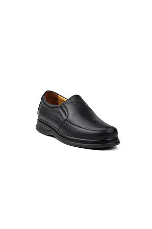 Erkek Siyah Hakiki Deri Ayakkabı, Ortopedik Taban Loafer Ayakkabı, Mevsimlik Kışlık Casual Ayakkabı