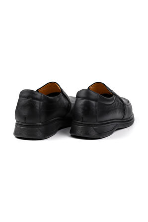 Erkek Siyah Hakiki Deri Ayakkabı, Ortopedik Taban Loafer Ayakkabı, Mevsimlik Kışlık Casual Ayakkabı