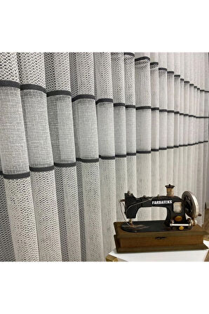 Milano Antrasit Koyu Gri Ara Bantlı Yeni Tasarım 2Kat Pileli Tül Perde