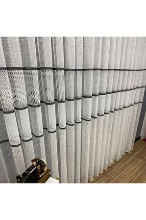 Milano Antrasit Koyu Gri Ara Bantlı Yeni Tasarım 3Kat Pileli Tül Perde