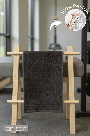 Antrasit Sporcu Havlusu 30x130cm %100 Pamuk - Yüksek Emicilik, Hafif ve Çabuk Kuruma Özellikli