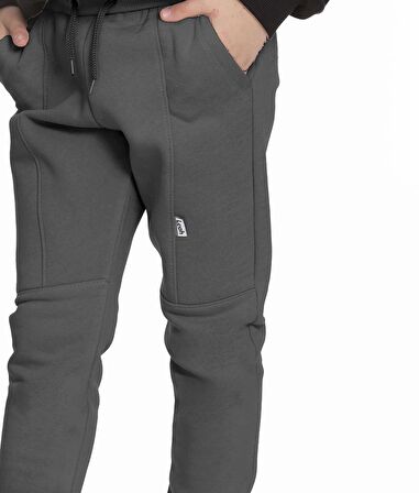 Kalın Jogger Cepli Unisex Çocuk Eşofman Altı Antrasit