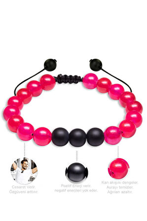 Pembe Akik Taşı Çift Doğal Taş Bileklik Seti