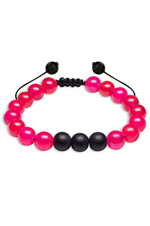 Pembe Akik Taşı Çift Doğal Taş Bileklik Seti