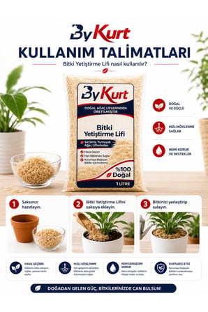 Bitki Yetiştirme Lifi 1 Litre Doğal Ağaç Liflerinden Üretilmiş Saksı, Orkide, Fide ve Tohum Çimlendirme İçin Bitki Bakım Lifi