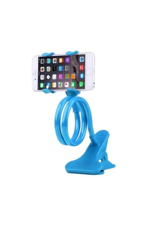 1 Adet Akrobat Telefon Tutucu – Döner Oynar Başlıklı Spiral Kol, Mavi Renk, Eller Serbest Hands-Free Telefon Holder Phone Mount