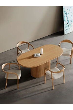 Apolena Oval Ahşap Yemek Masası 80x160