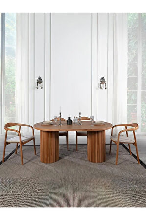 Sierra İskandinav Oval Ahşap Bohem Masa 90x190