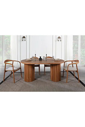 Sierra İskandinav Oval Ahşap Bohem Masa 90x190