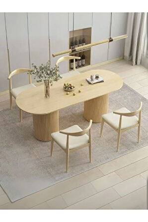 Sierra İskandinav Oval Ahşap Bohem Masa 90x190
